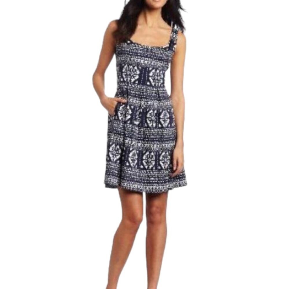 NWOT Nine West Tribal Navy White Sleeveless  Dress